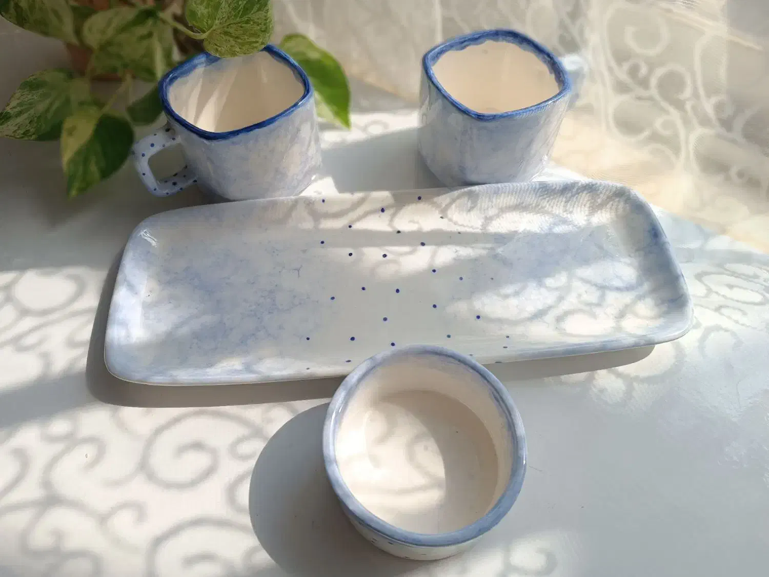 ماگ و ست سرامیکی دست‌ساز با طرح دلخواه|ظروف سرو و پذیرایی|اصفهان, سودان|دیوار