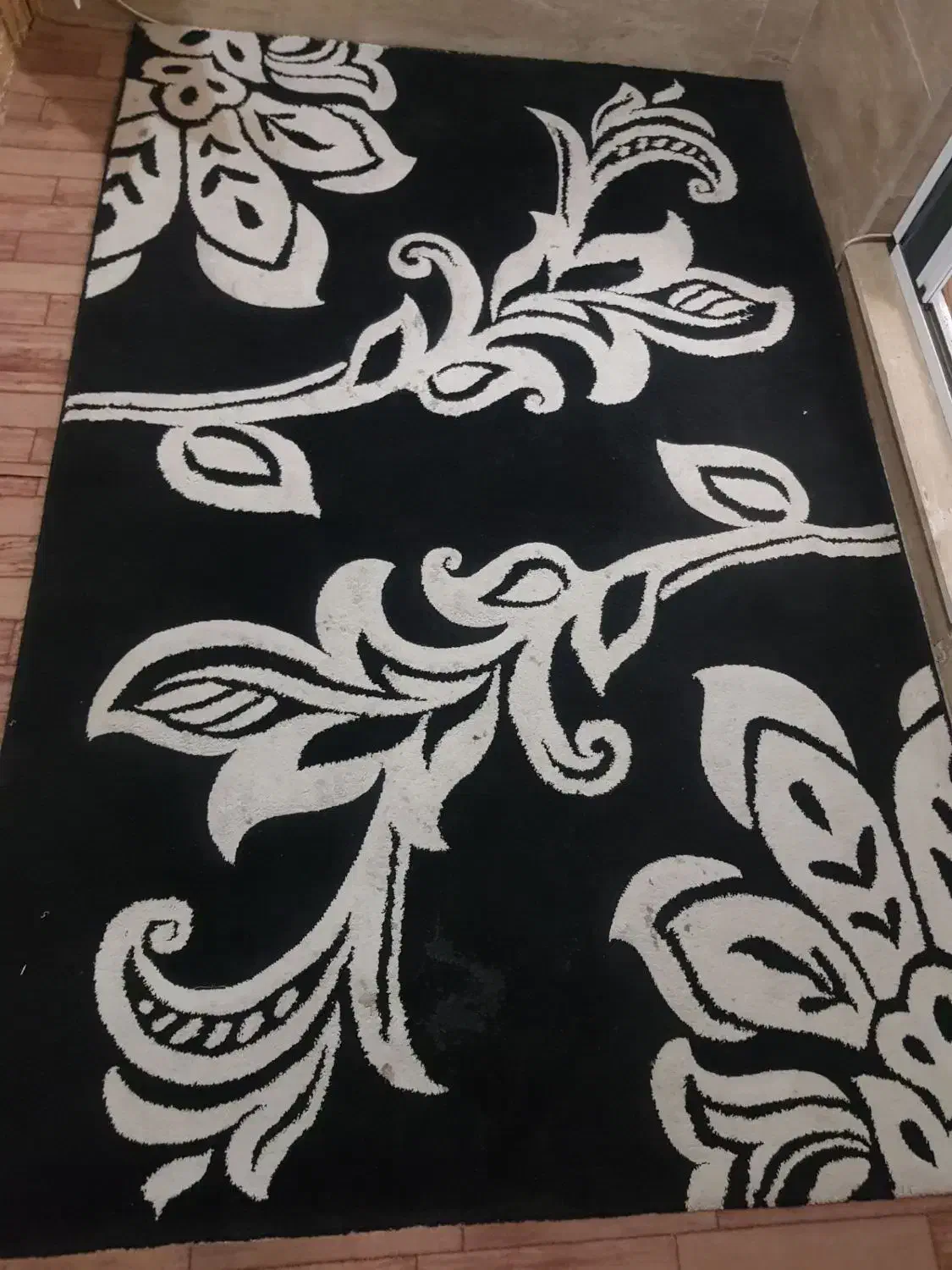 گلیم فرش ۴متری   سفید مشکی زدگی داره مناسب باغ|گلیم، جاجیم، گبه|همدان, |دیوار