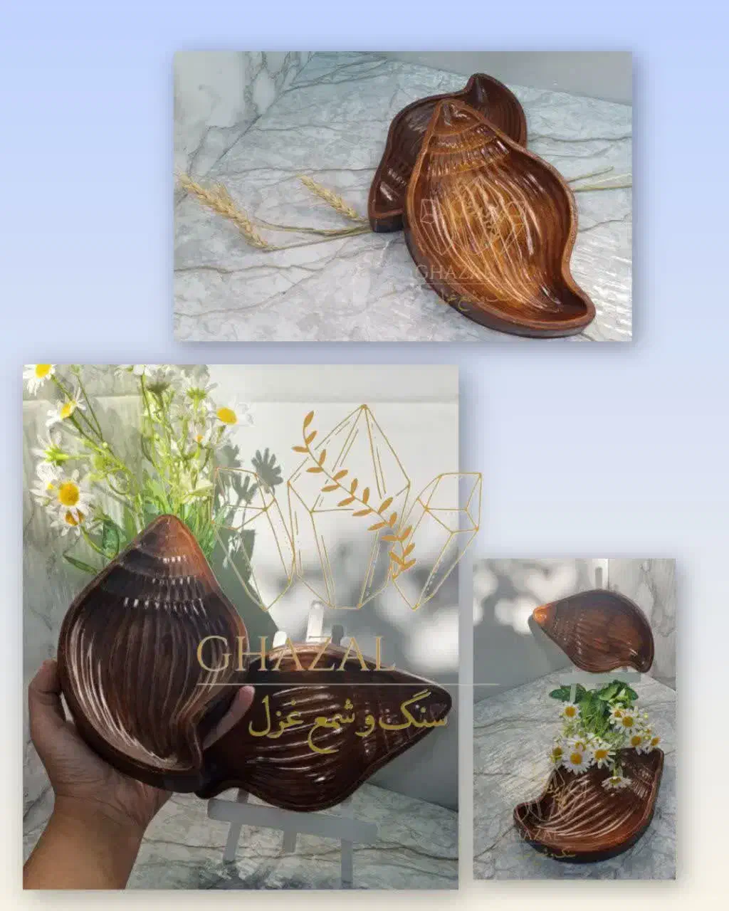 ظرف دکوری سنگ مصنوعی طرح چوب|صنایع دستی و سایر لوازم تزئینی|تیران, |دیوار