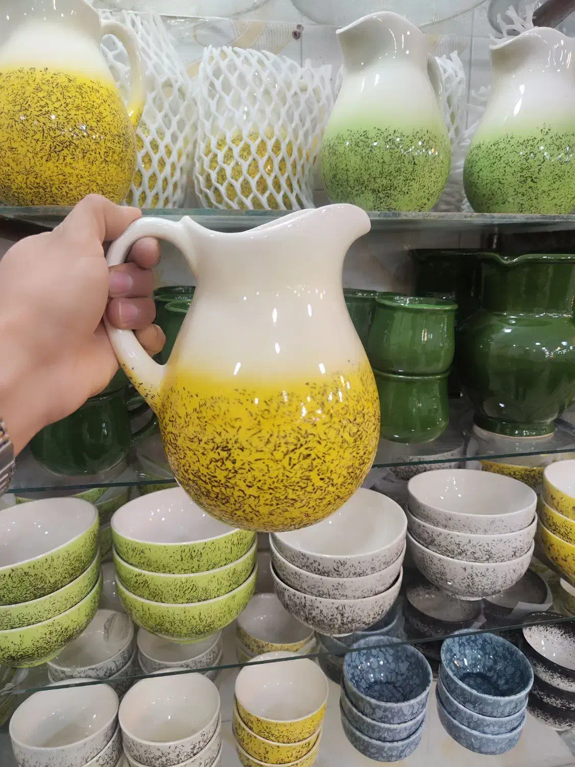 پارچ سرامیکی سرامیک رنگی سفالی آبنما دیوارکوب یشم|ظروف سرو و پذیرایی|قم, نیروگاه|دیوار