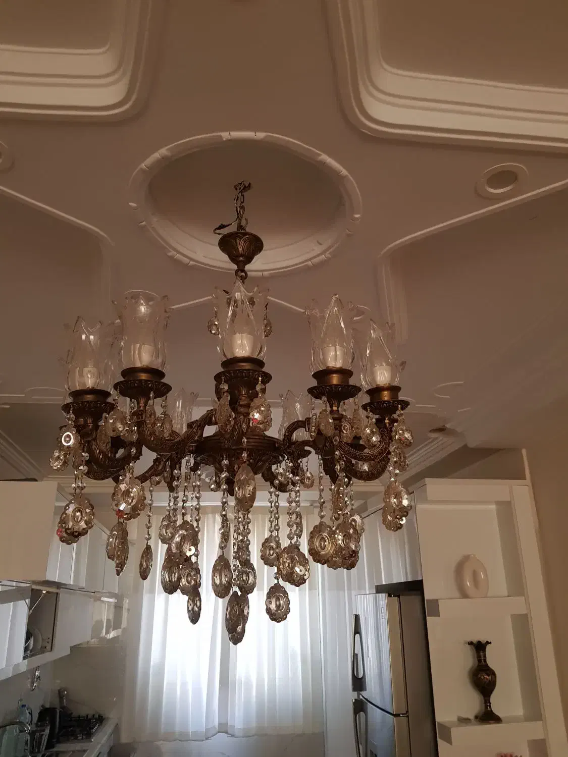 لوستر برنزی ۶شاخه ۱۲شعله شرکتی|لوستر و چراغ آویز|اسلام‌شهر, مظفریه|دیوار