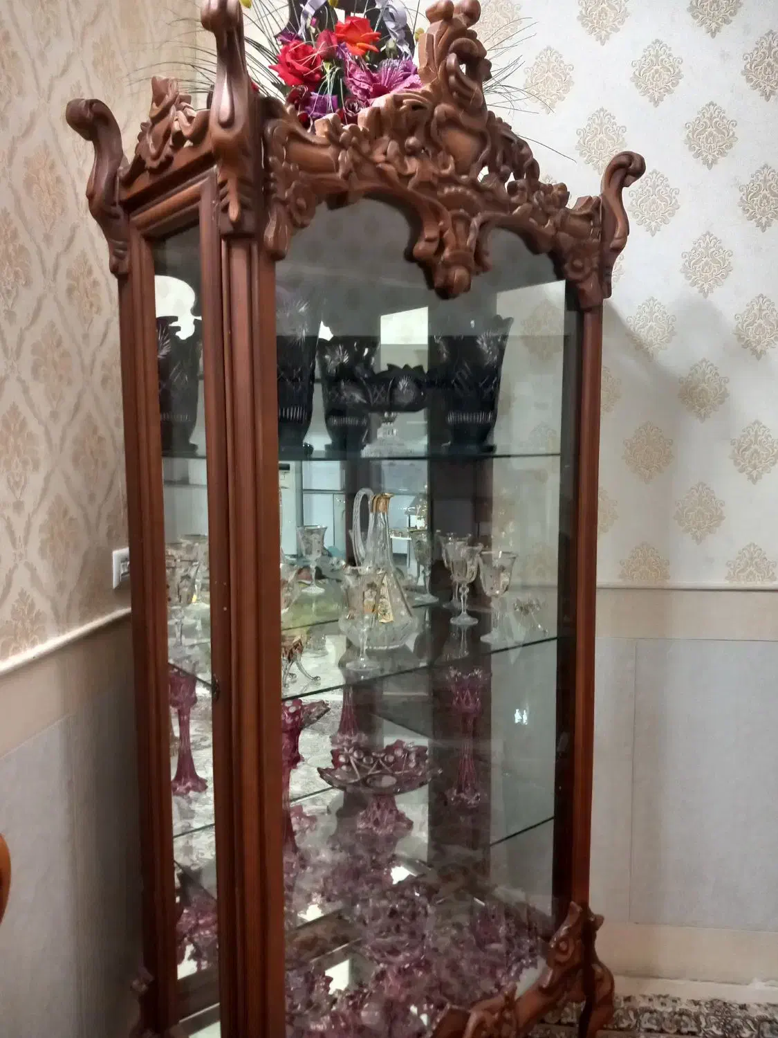 ویترین منبت چوبی|بوفه، ویترین، کنسول|قنوات, |دیوار