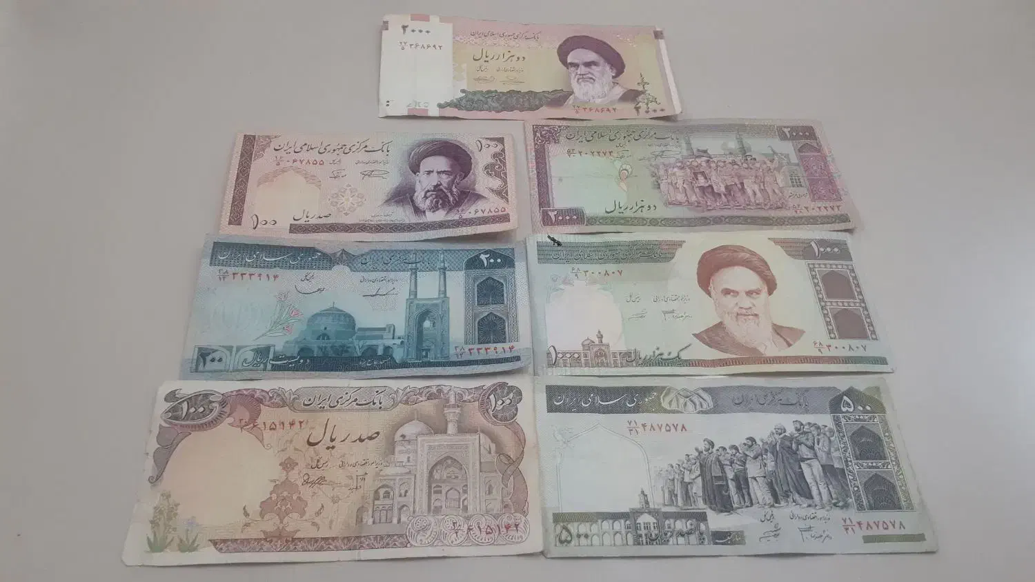 ۷ عدد اسکناس قدیمی|کلکسیون سکه، تمبر، اسکناس|اهر, |دیوار