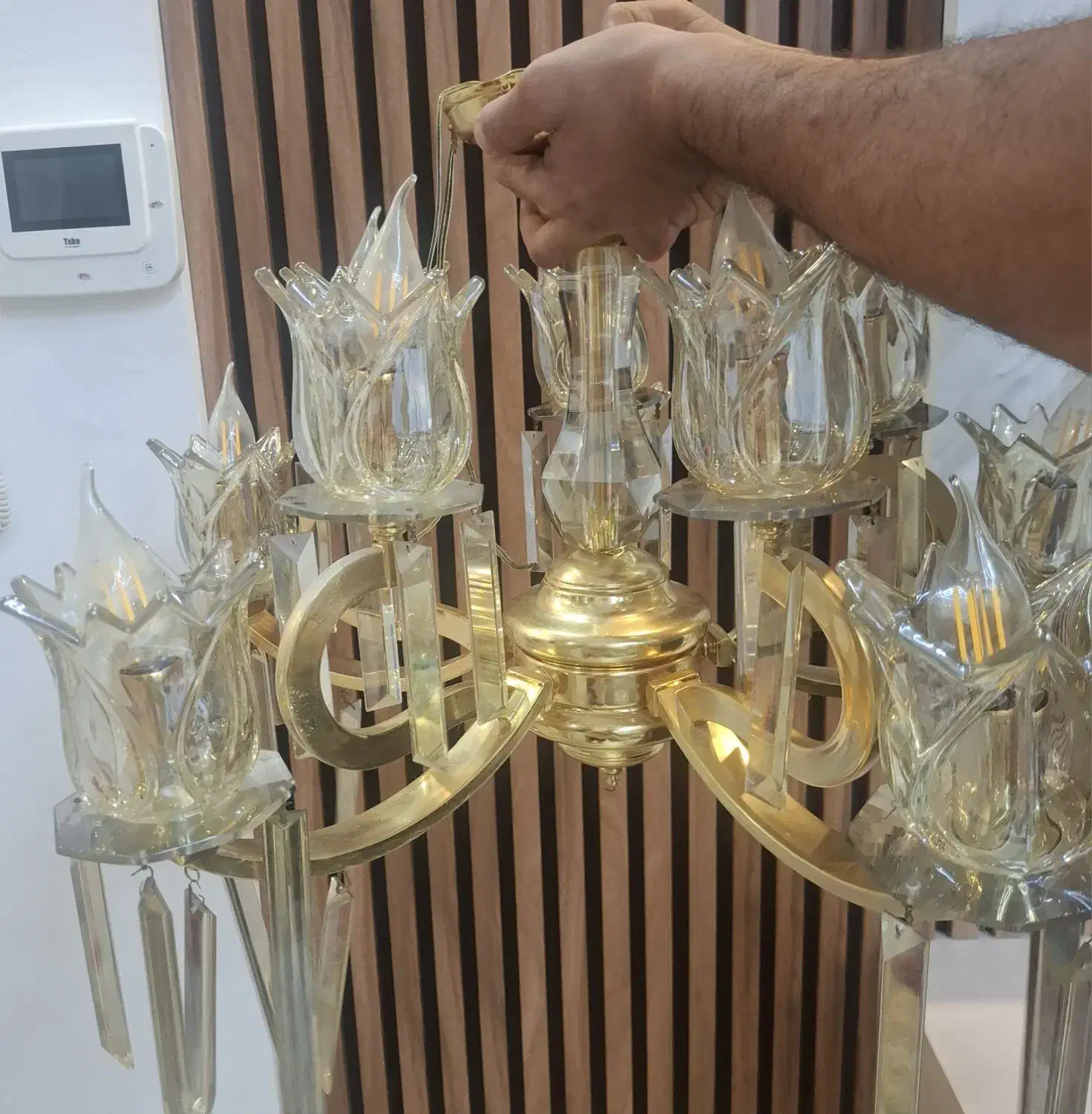 لوستر برنجی ۵ شاخه مدرن|لوستر و چراغ آویز|لاهیجان, کوی آزادگان|دیوار