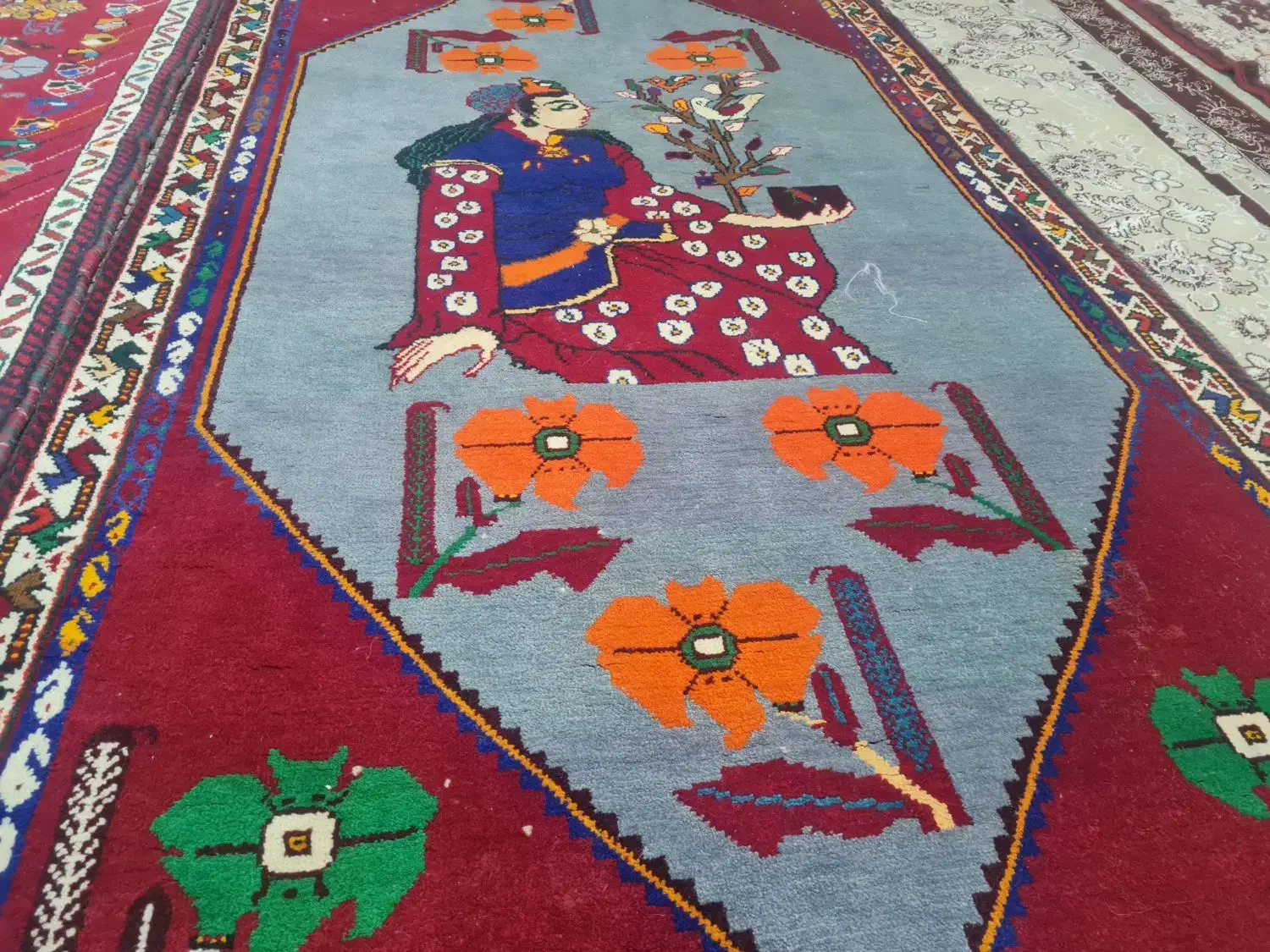 قالی ترکی دست باف قدیمی|فرش|مرودشت, دولت آباد|دیوار