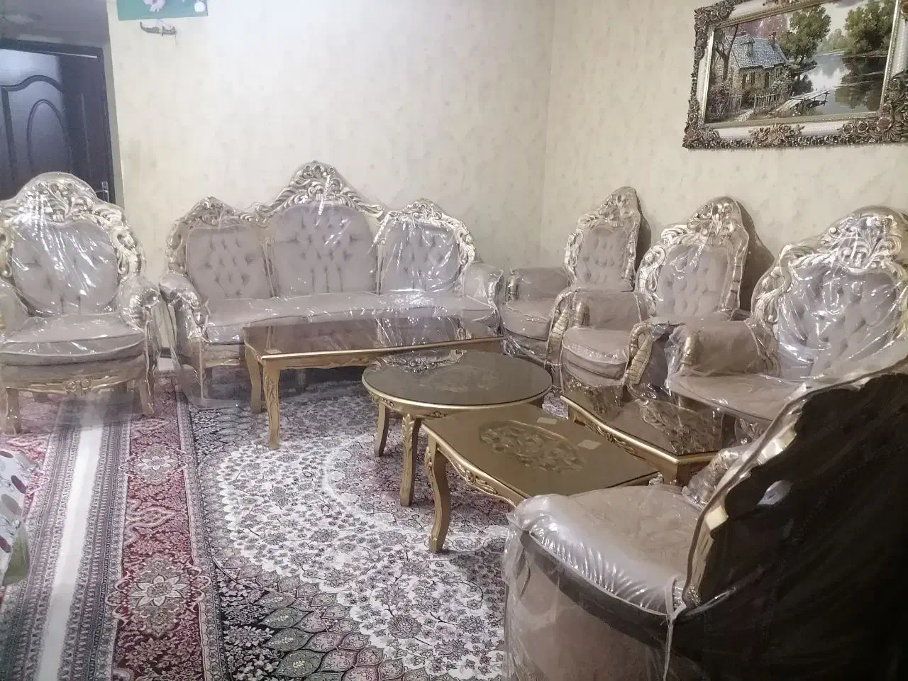 مبل سلطنتی 9 نفره|مبلمان خانگی و میز عسلی|شاندیز, |دیوار