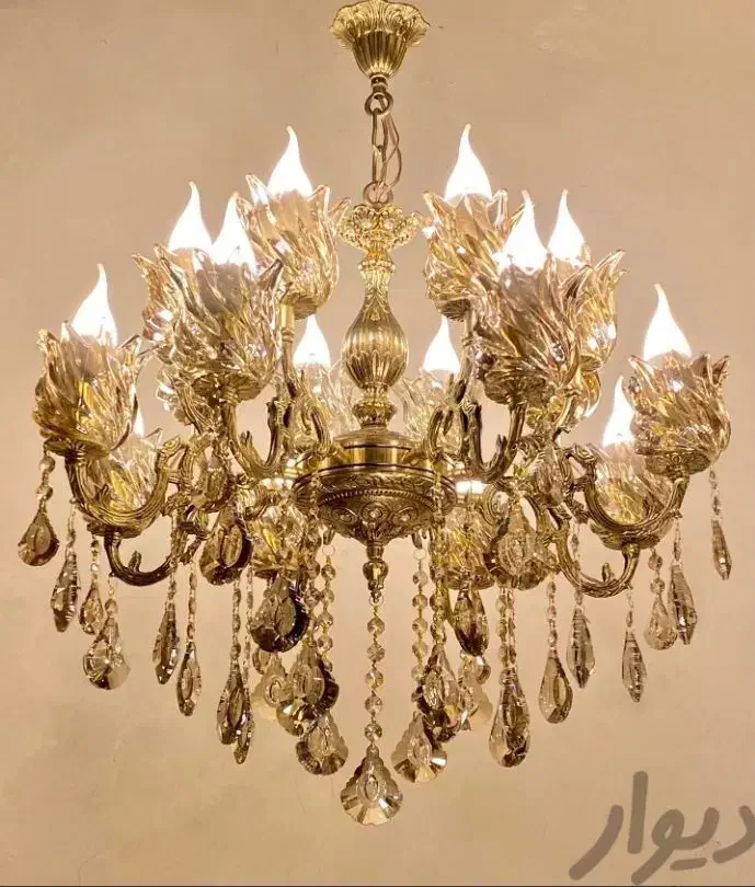 تولیدی لوستر رستمی .لوستر ۴ شاخه ۸ شعله برنز پرکار|لوستر و چراغ آویز|نظرآباد, نظرآباد|دیوار