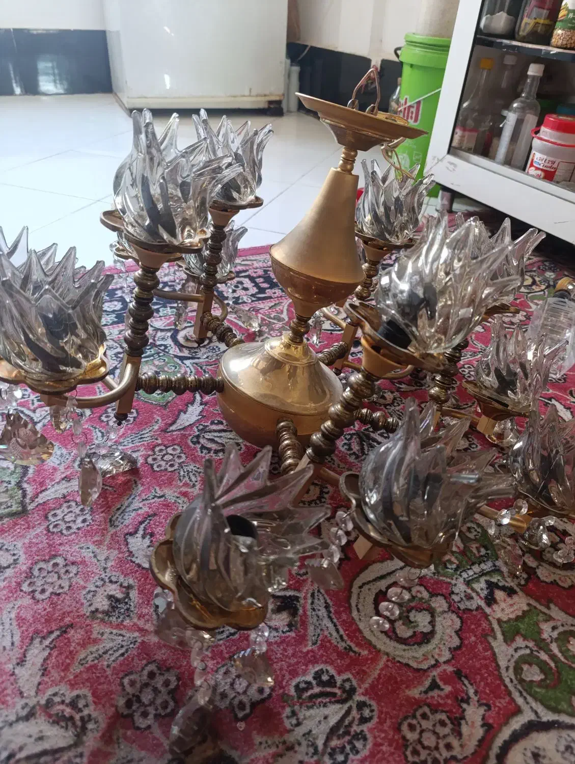 لوستر قدیمی برنجی ...|لوستر و چراغ آویز|مشهد, توس (بلوار توس)|دیوار