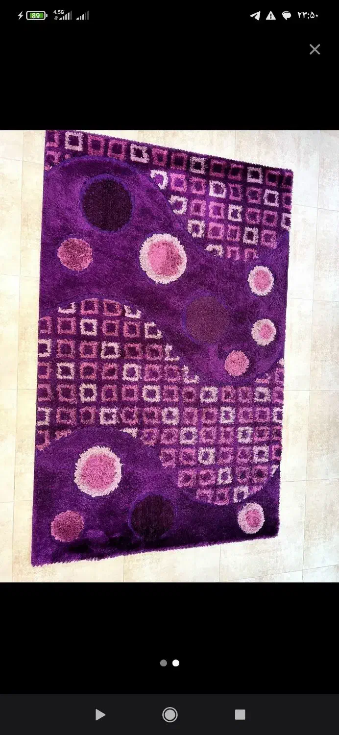 فرش ترک شگی چهار متری (قهوه ای کرم)(بنفش صورتی)|فرش|رشت, شهرک پردیسان|دیوار