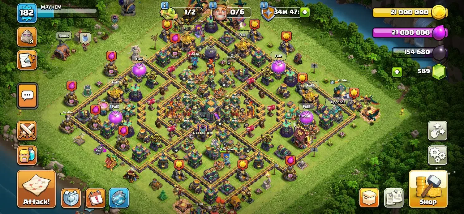 اکانت کلش تان هال ۱۴ فول مکس، مخصوص اتک وار|کنسول، بازی ویدئویی و آنلاین|تهران, فردوسی|دیوار