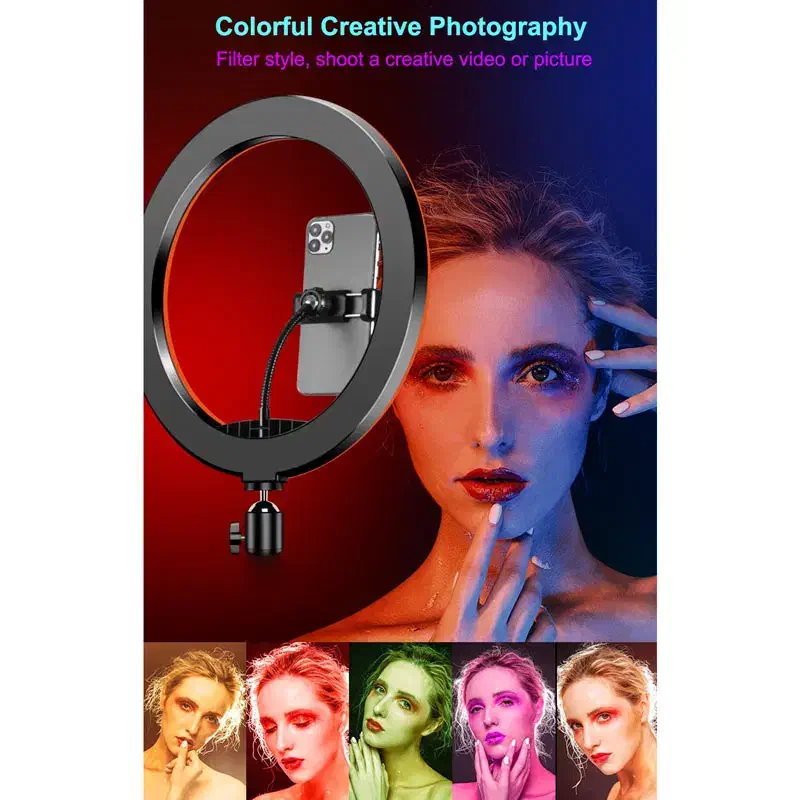 رینگ لایت 13 اینچ آرجیبی RGBLEDبهمراه پایه دومتری|دوربین عکاسی و فیلمبرداری|رشت, کوی طالقانی|دیوار