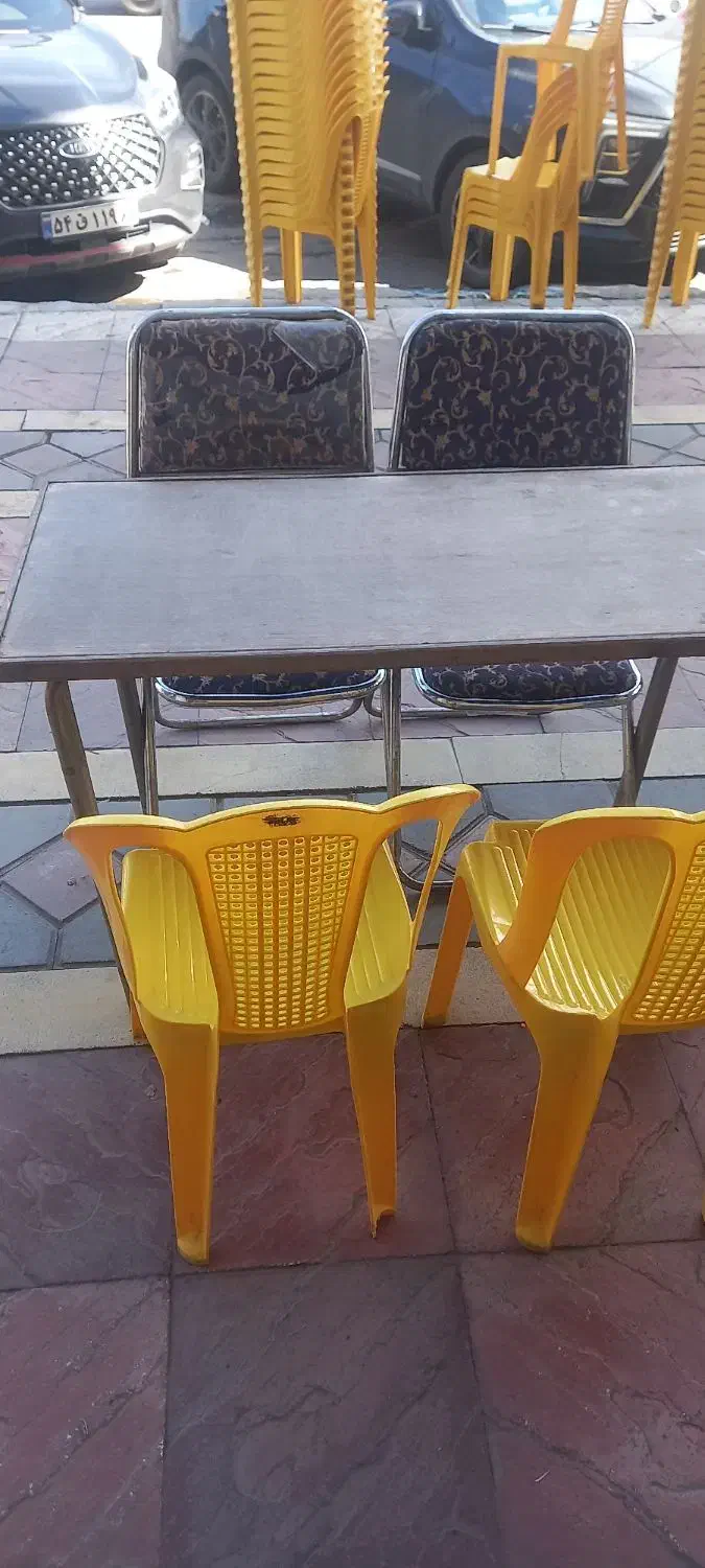 میز صفحه چوبی پایه فلزی مستطیل|میز و صندلی غذاخوری|آمل, |دیوار