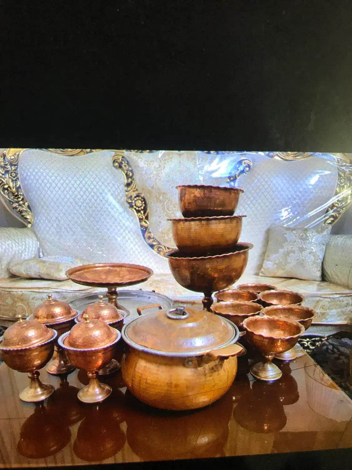 یه دست ظروف مسی نونو|ظروف سرو و پذیرایی|قم, آزادگان|دیوار