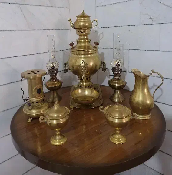 سماور و قوری برنزی ورق سنگین|کلکسیون اشیاء عتیقه|کرمانشاه, |دیوار