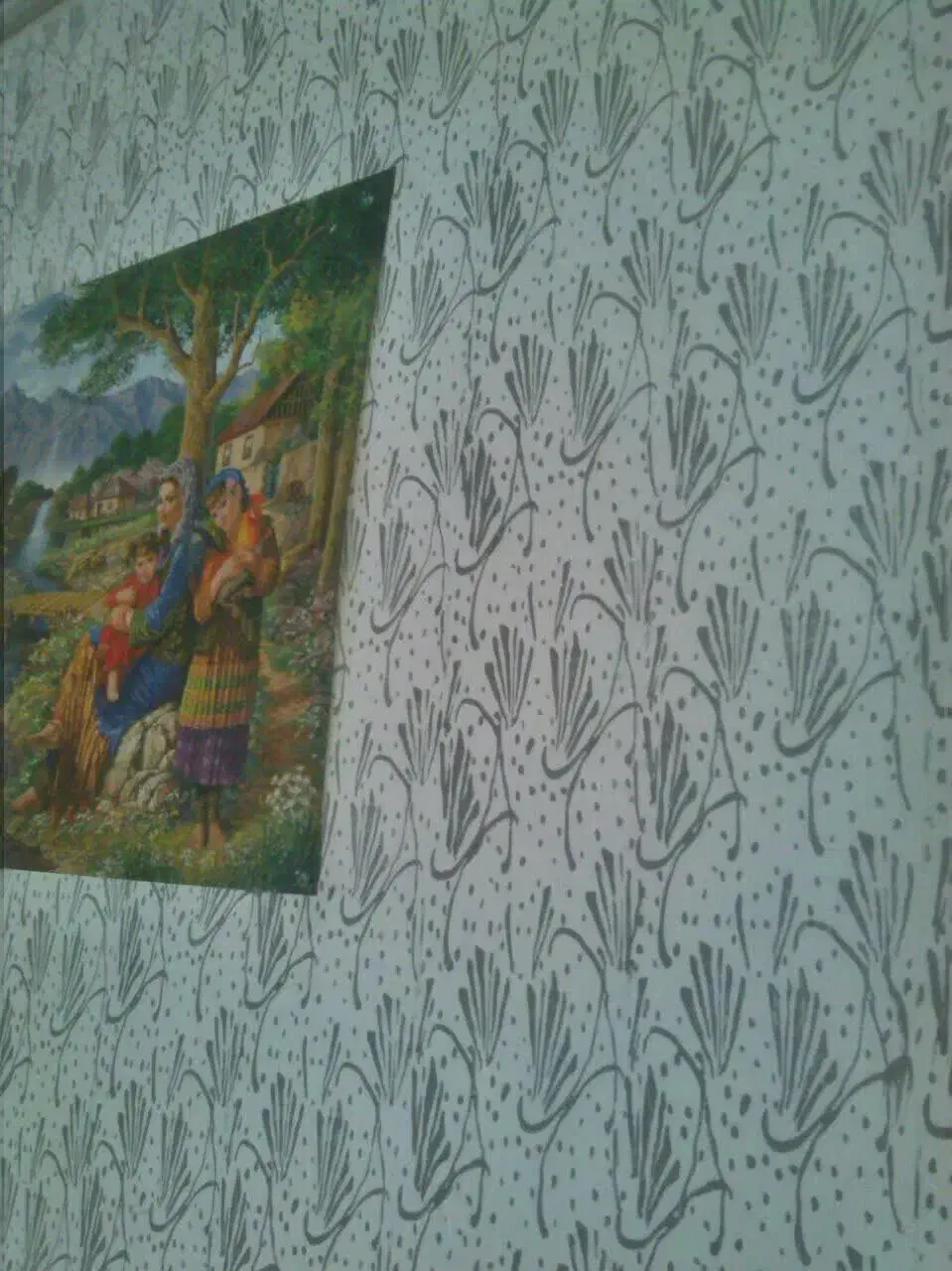 طرح کاغذ دیواری با رنگ سختمانی|خدمات پیشه و مهارت|کاشان, راوند|دیوار