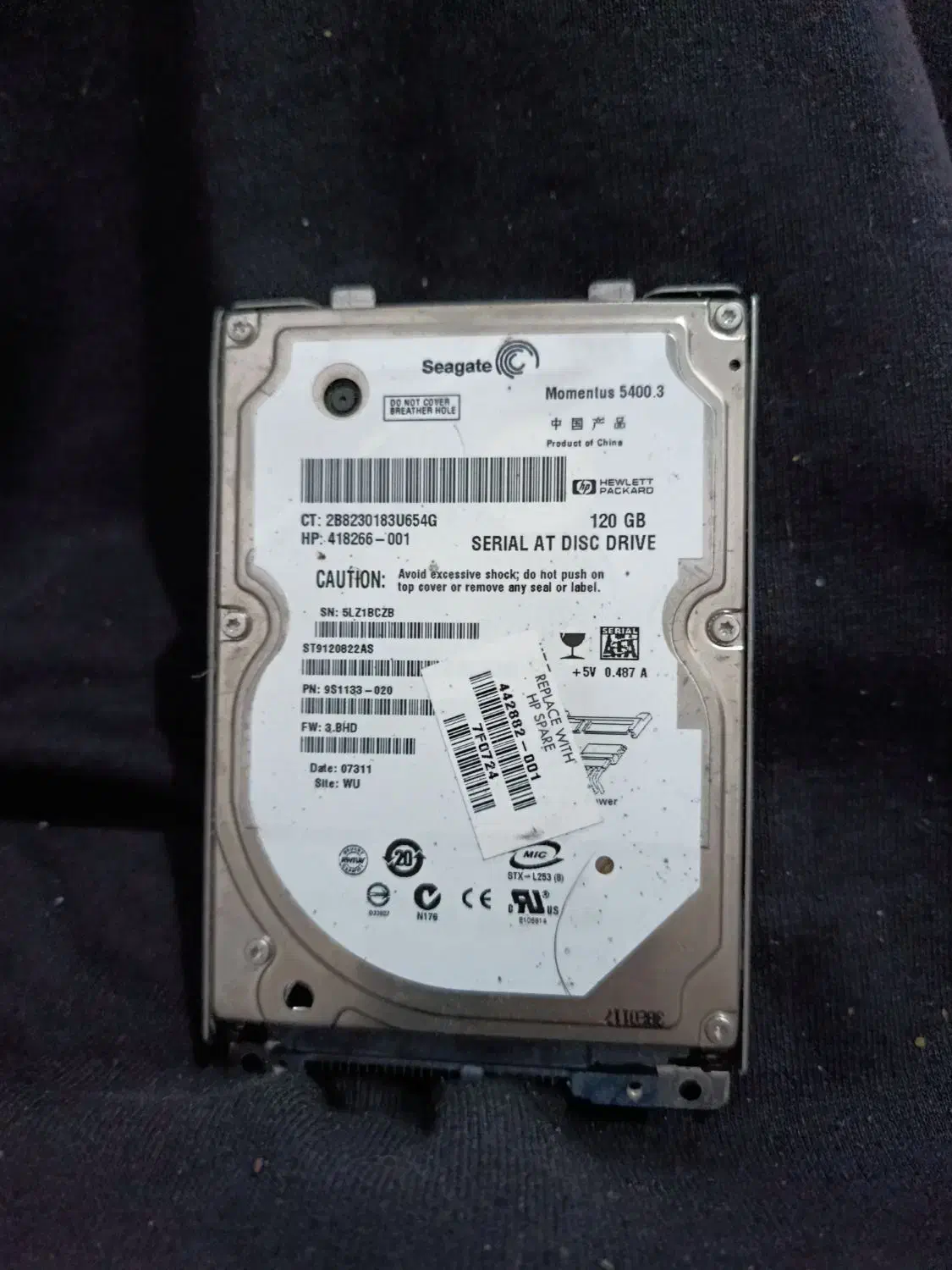 هارد لبتاب ۱۲۰ گیگ|قطعات و لوازم جانبی رایانه|شیراز, تحویلی|دیوار