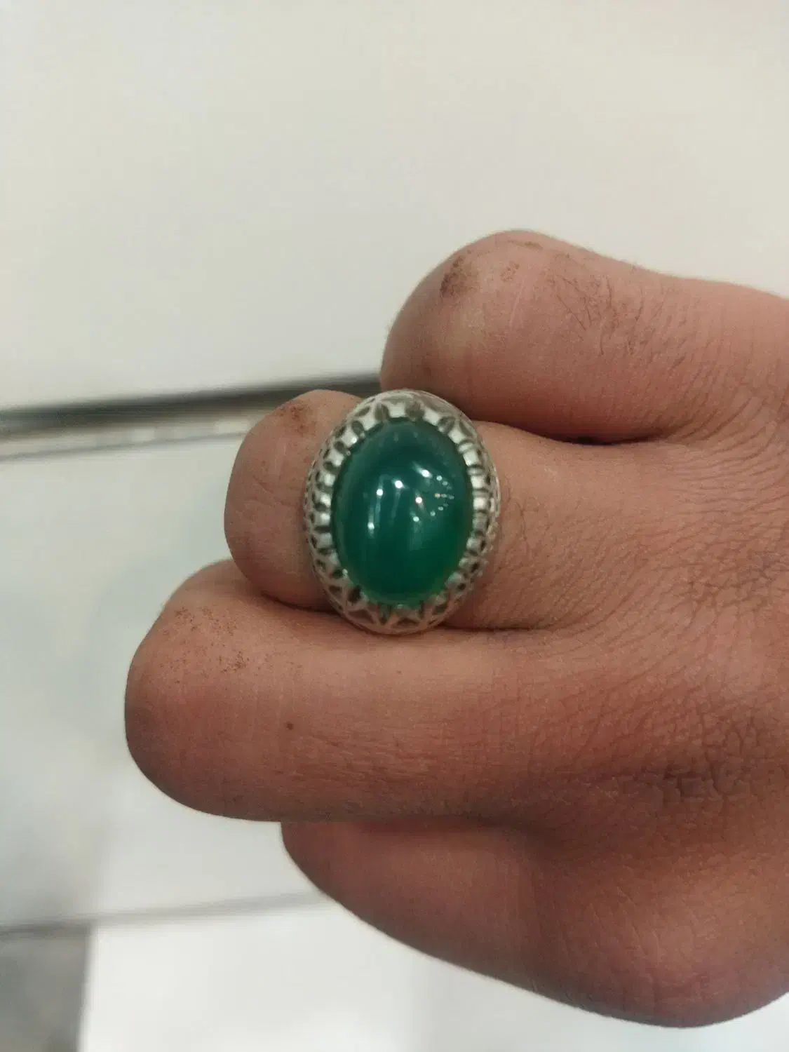 انگشتر عقیق سبز رکاب دست ساز کهنه|جواهرات|بومهن, |دیوار