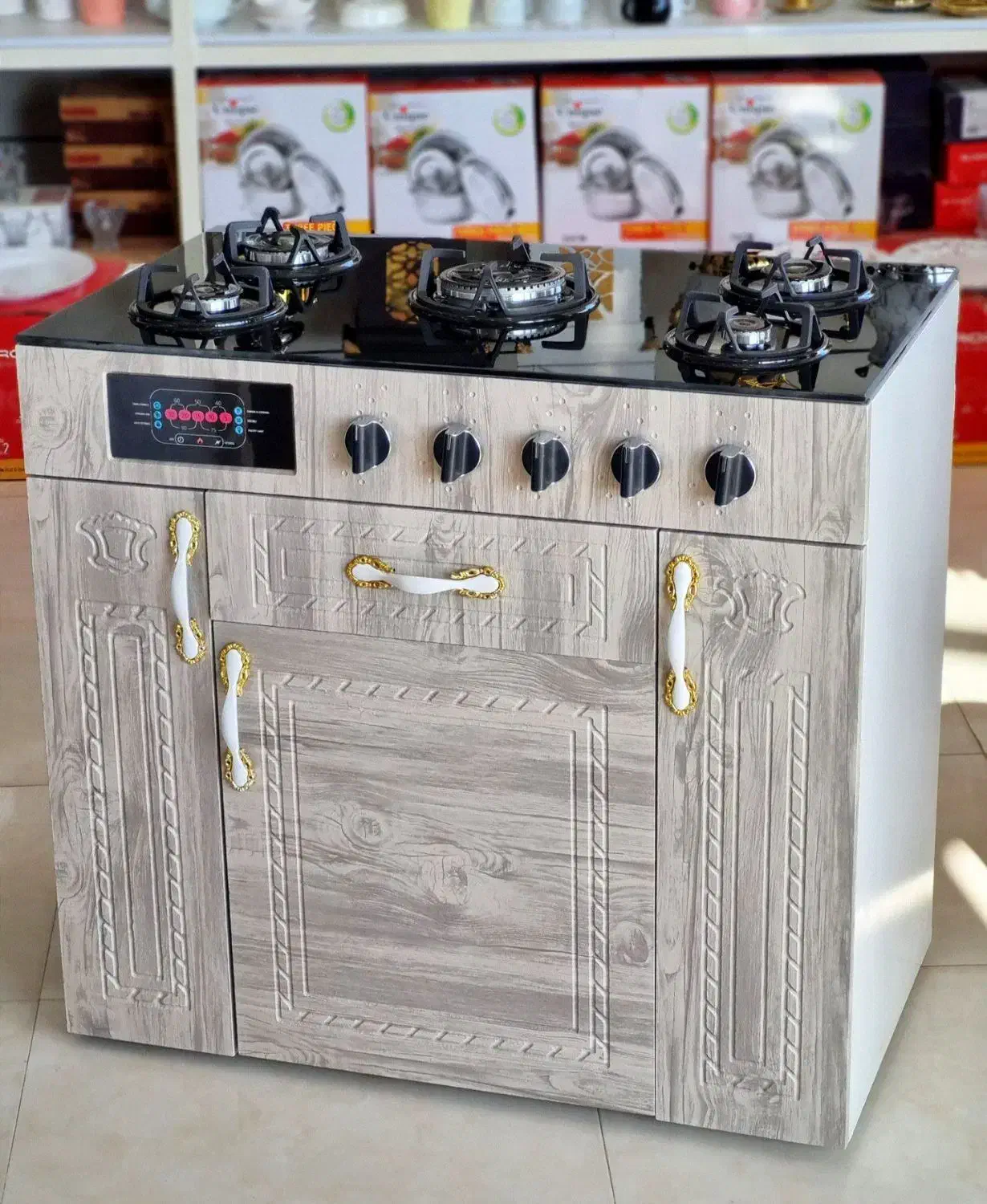 اجاق ۵ شعله MDF صفحه شیشه ای|اجاق گاز و لوازم برقی پختوپز|گنبد کاووس, |دیوار