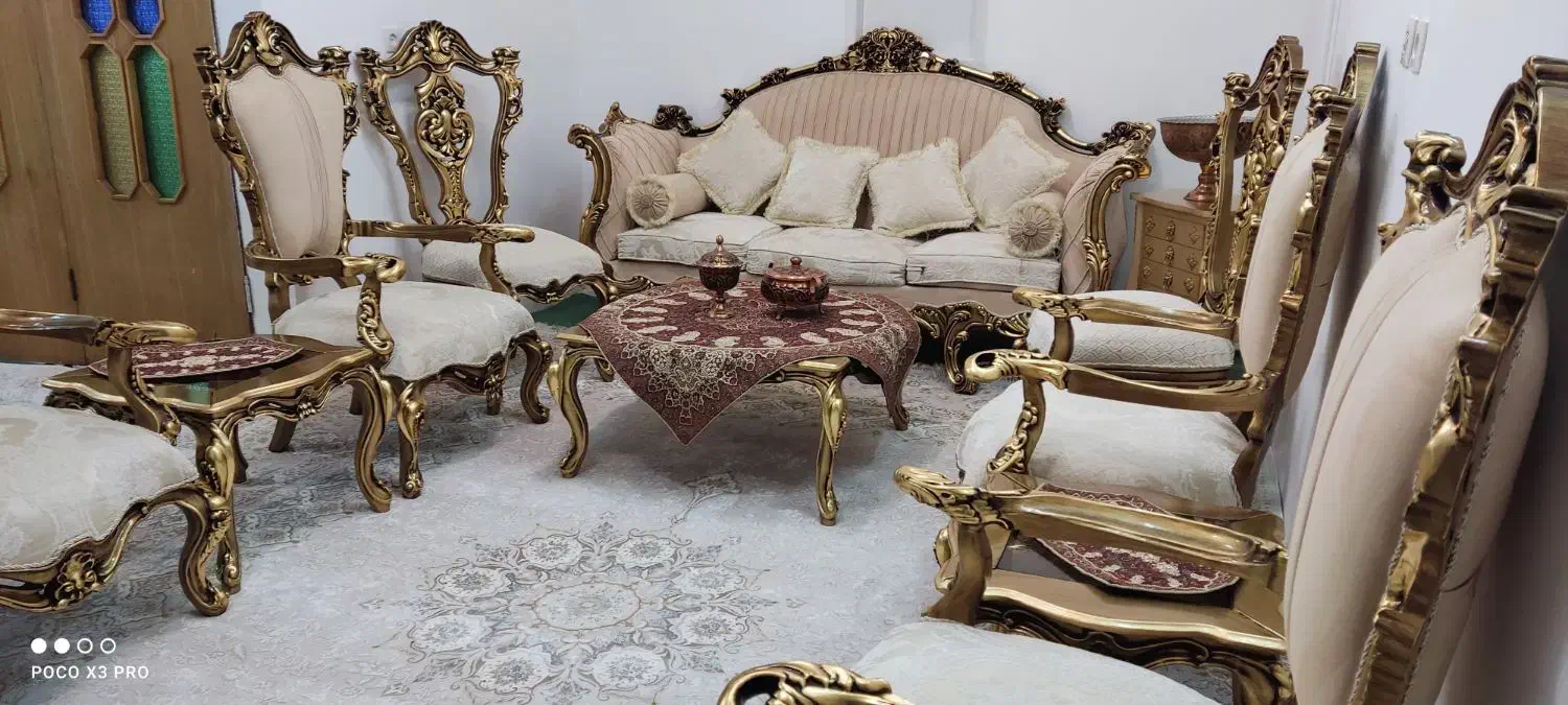 مبلمان نه نفره فقط یک سال استفاده شده|مبلمان خانگی و میز عسلی|پیر بکران, |دیوار