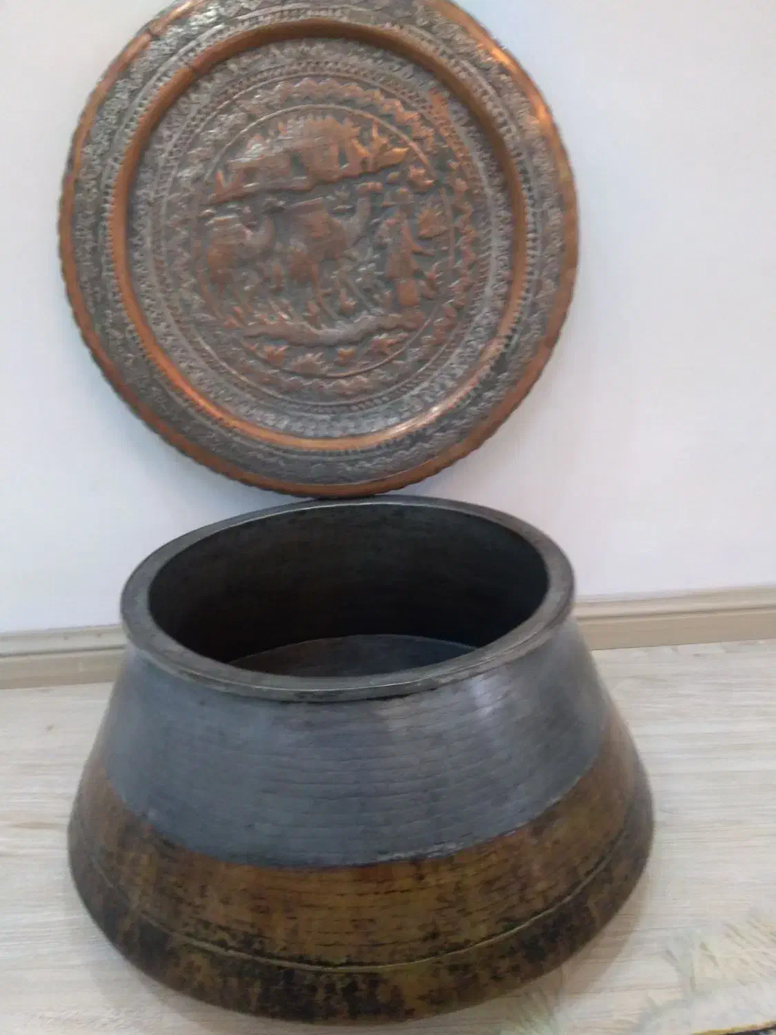 مجمعه های مسی8عدد ویک دیگ مسی|کلکسیون اشیاء عتیقه|اردبیل, |دیوار