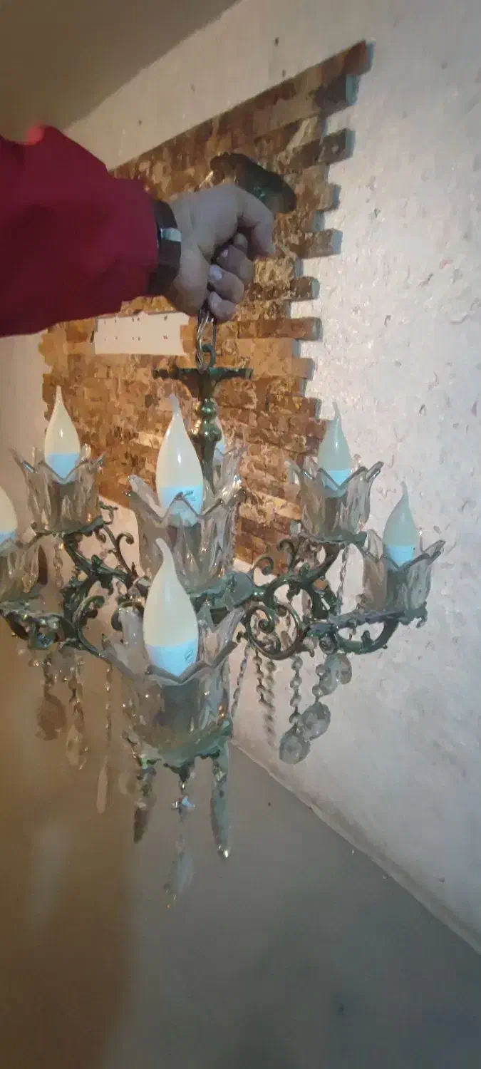 لوستر برنز 8 لامپ|لوستر و چراغ آویز|ملایر, |دیوار