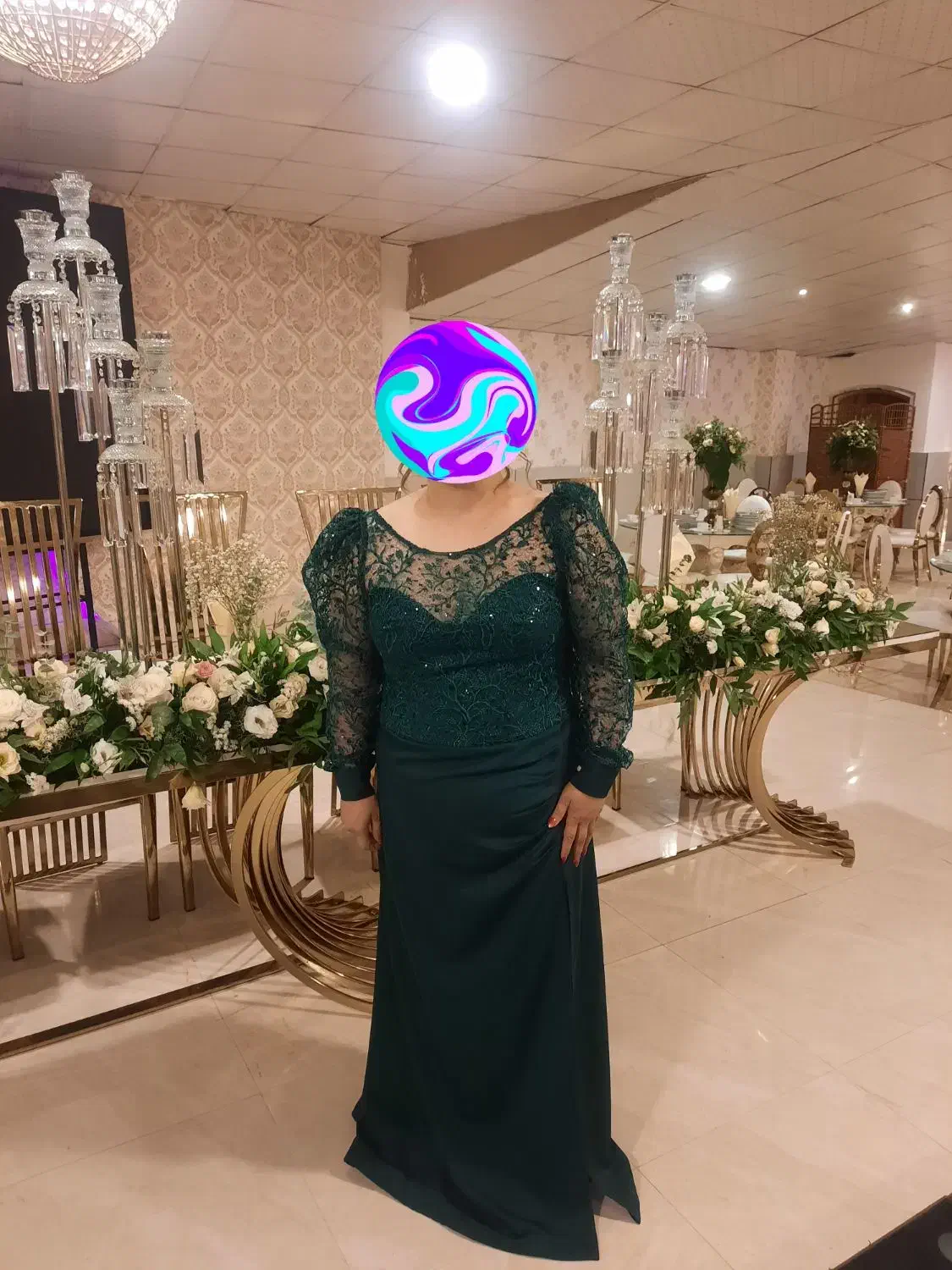 پیراهن مجلسی کرپ و دانتل .|لباس|ساری, |دیوار