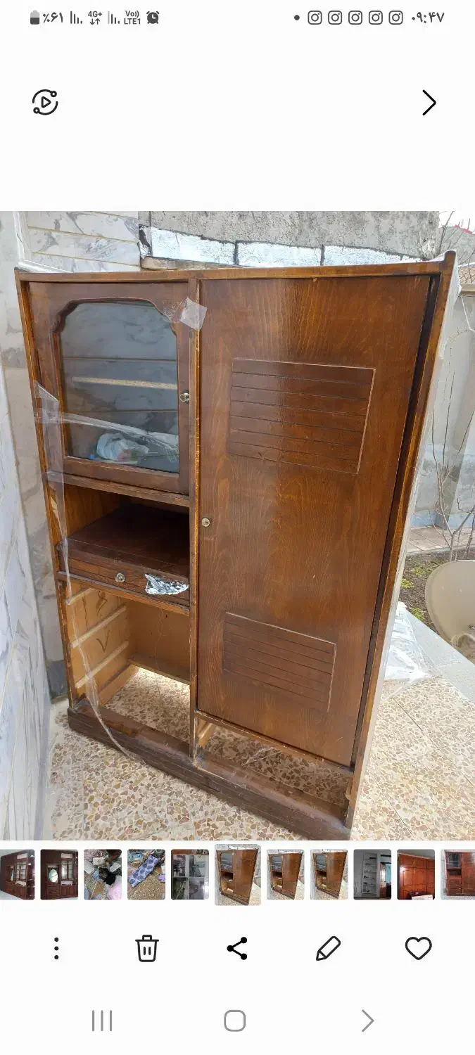 کمد تمام چوب مرغوب دارای ۴ کشو ویک کشوی میز کار|جاکفشی، کمد، دراور|مشگین شهر, |دیوار