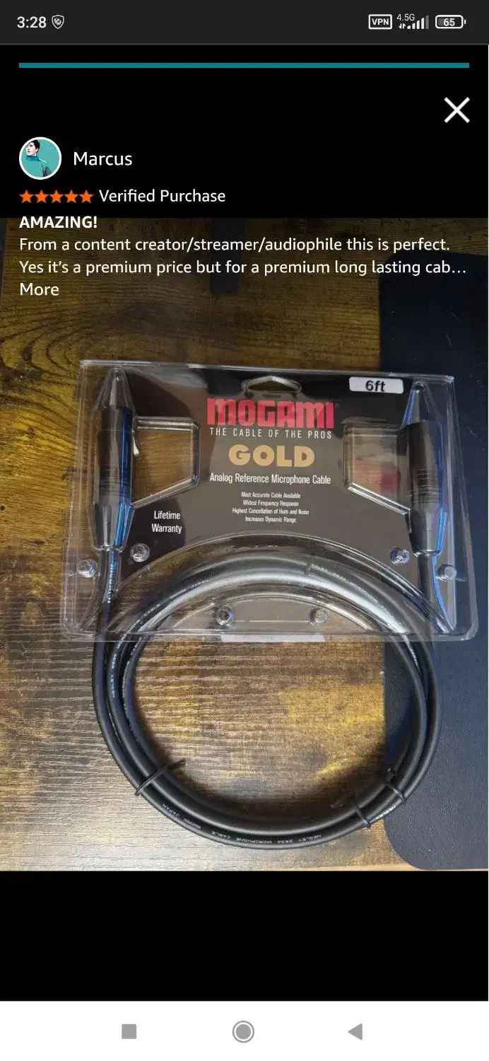 کابل استدیوی روکش طلا mogami|آلات موسیقی|اردبیل, |دیوار