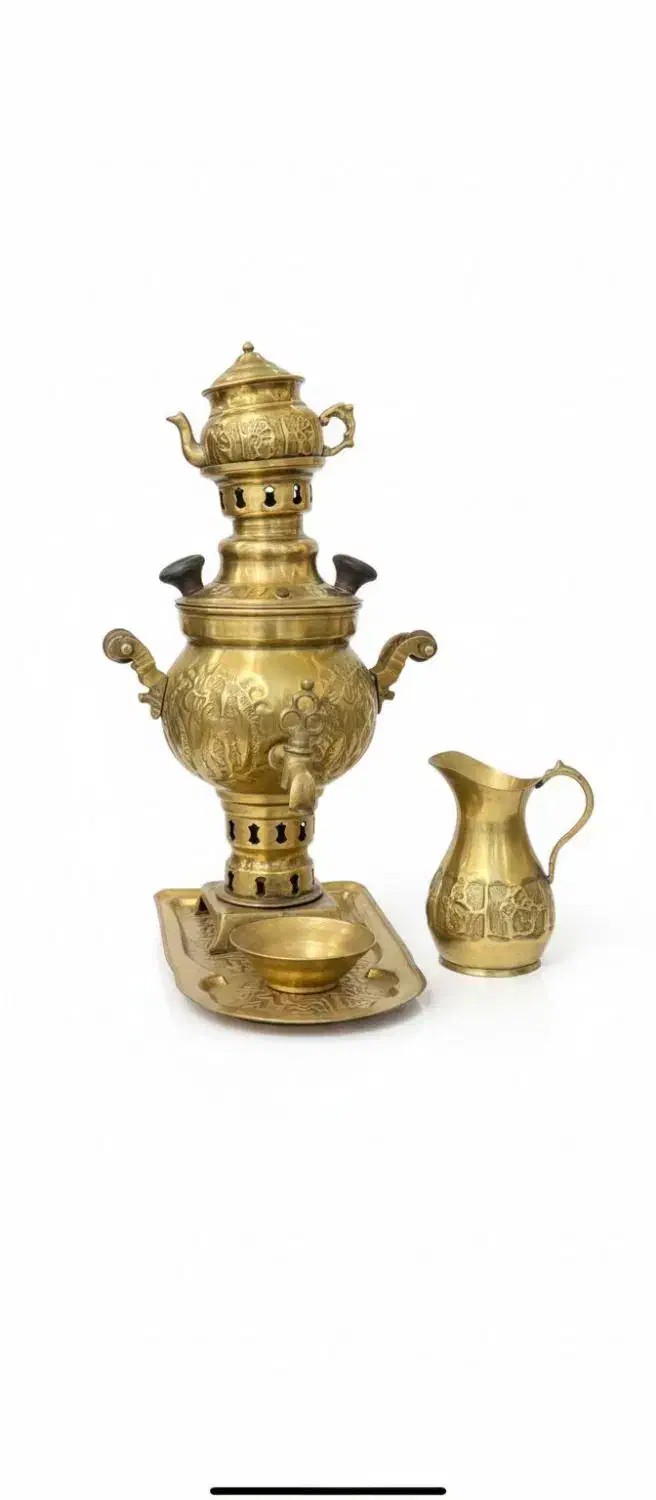 سماور برنجی ذغالی قدیمی|سماور، چای‌ساز، قهوه‌ساز|اندیشه, اندیشه فاز ۱|دیوار