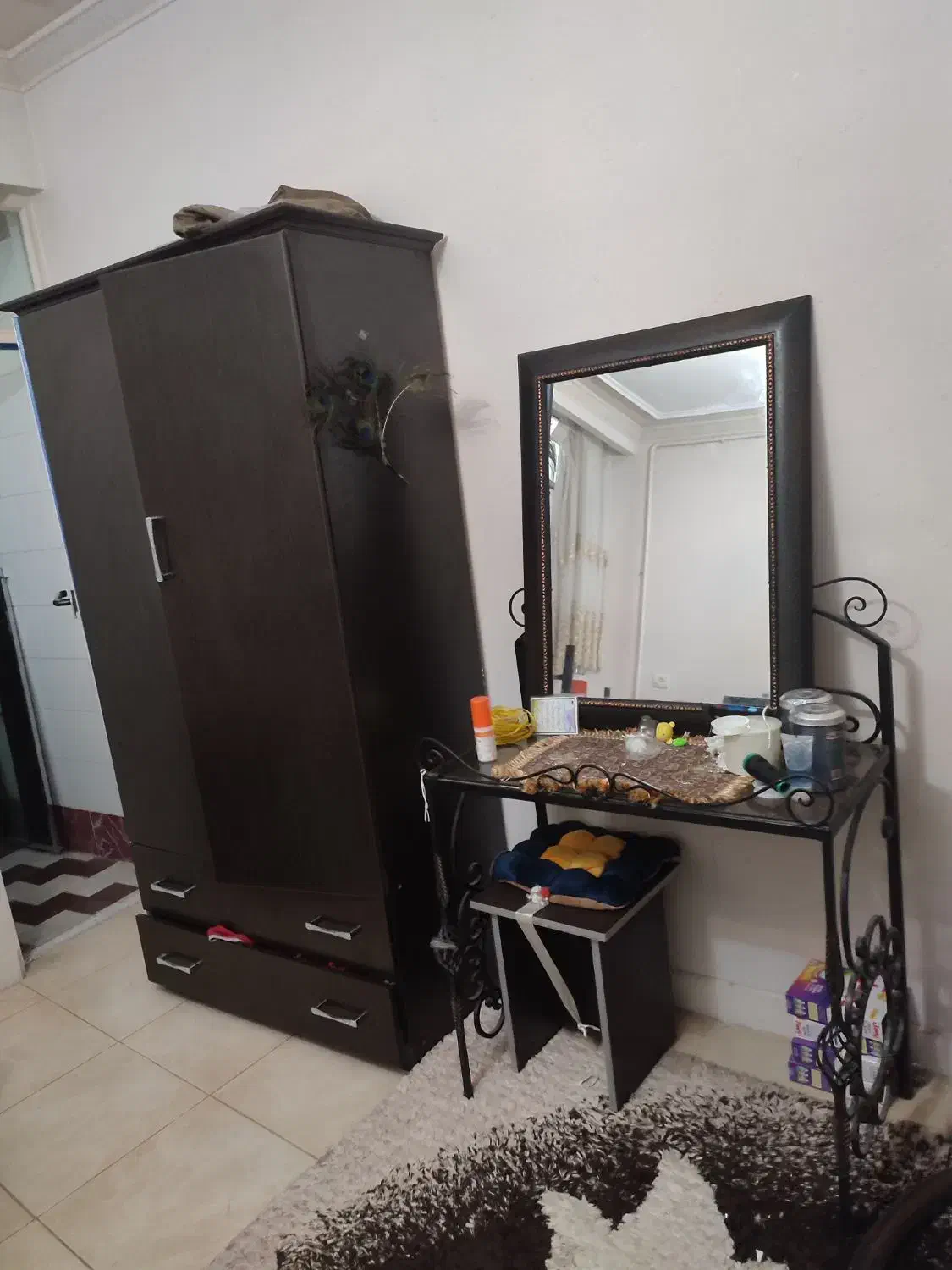 کمد لباس و کتابخانه آیینه ومیز|جاکفشی، کمد، دراور|ملایر, |دیوار