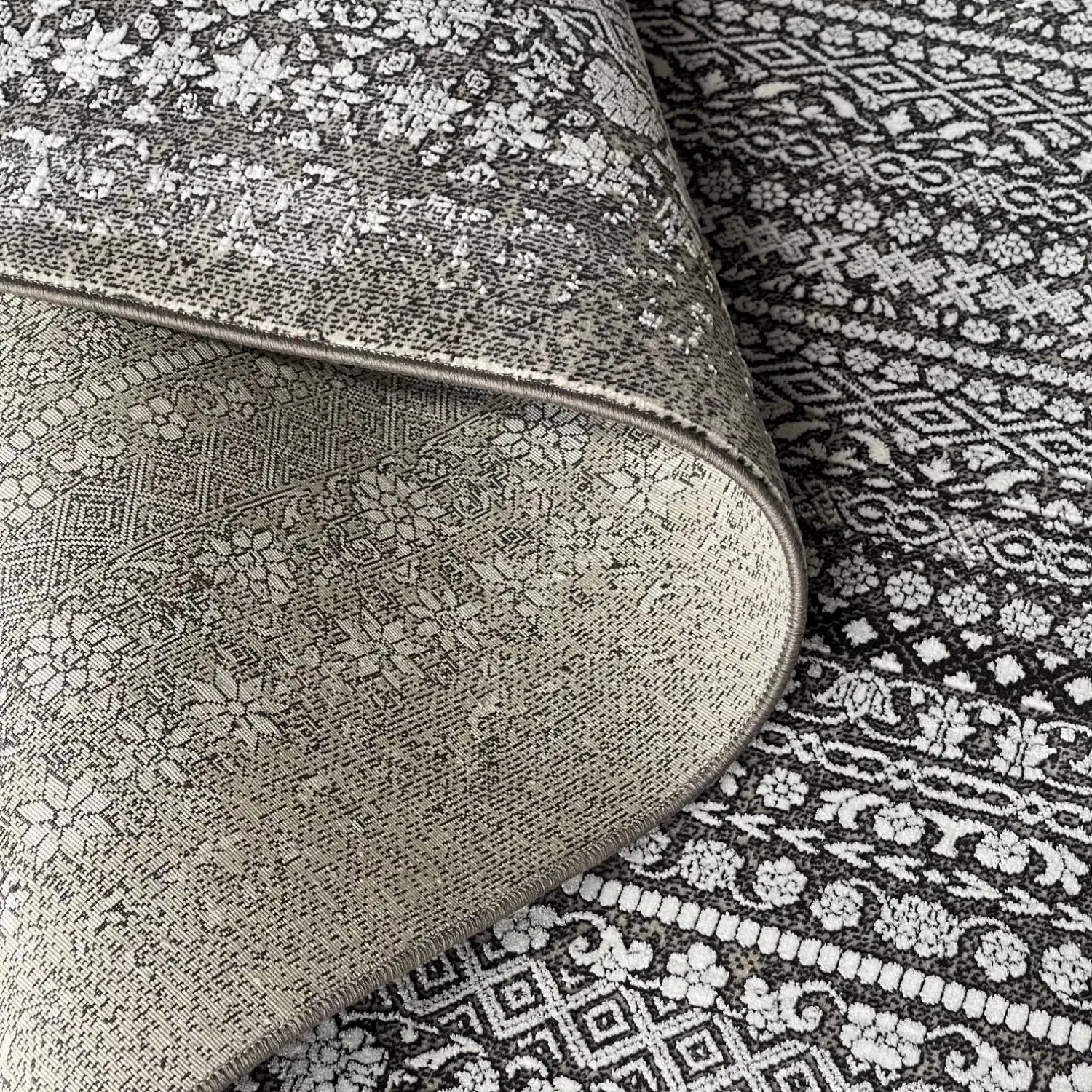 فرش شیلا طوسی سفید مدرن وینتیج ۱۲و۹و۶ متری|فرش|قم, باجک دو|دیوار