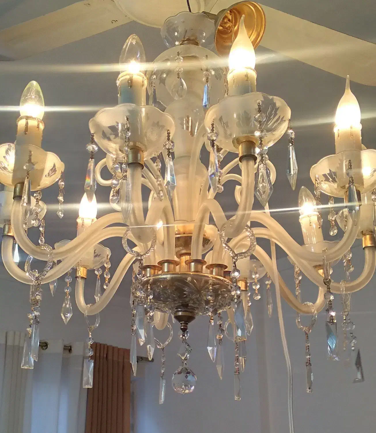 ده شاخه لوستر کریستال(جفت داره)|لوستر و چراغ آویز|ساری, |دیوار