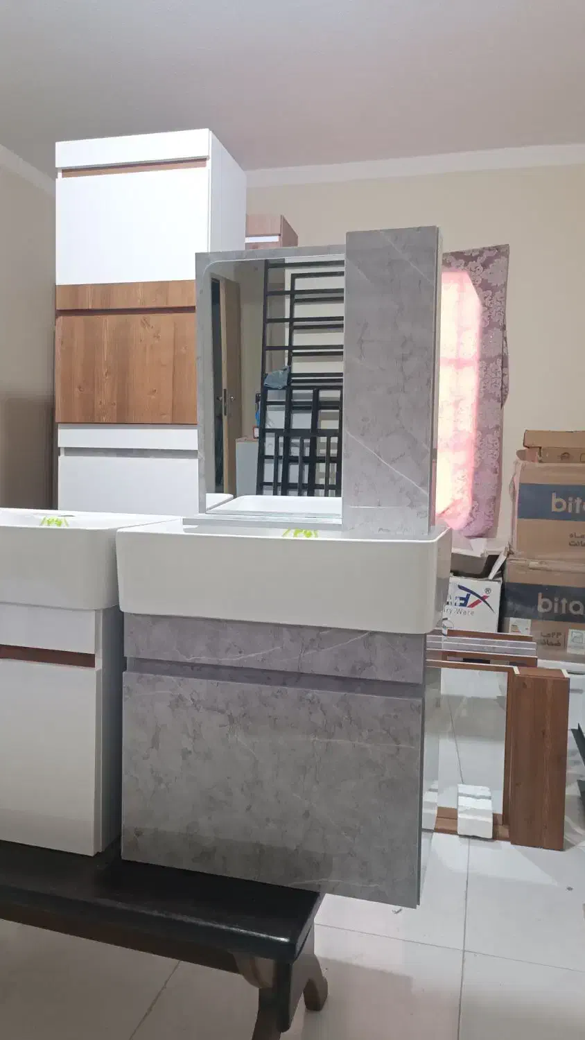 روشویی کابینتی روشویی دستشویی و حمام ایینه باکس|مصالح و تجهیزات ساختمان|پرند, فاز ۶|دیوار