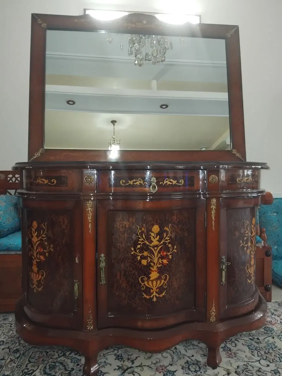 آینه وکنسول چوبی|بوفه، ویترین، کنسول|رودهن, |دیوار