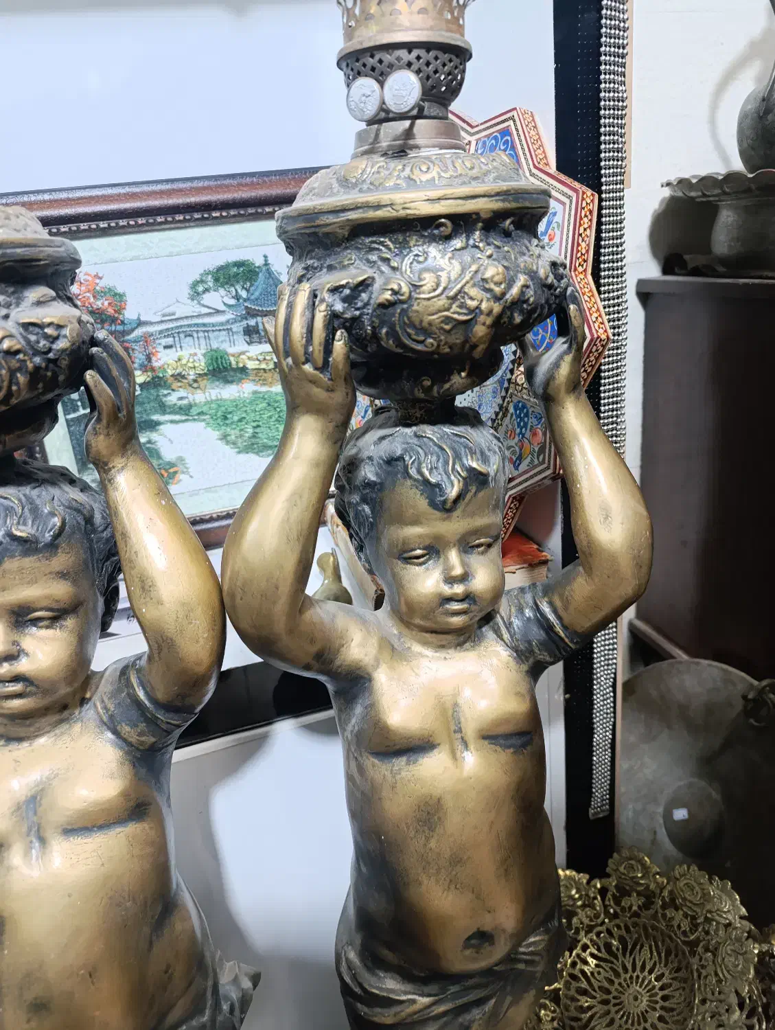 جفت چراغ آنتیک و قدیمی|کلکسیون اشیاء عتیقه|شهریار, شهریار|دیوار