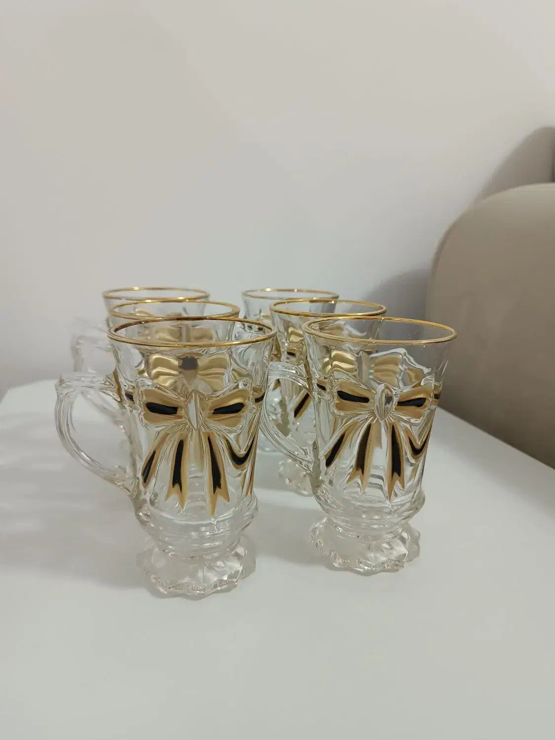 استکان ۶ تایی طلا کوب|ظروف سرو و پذیرایی|مهاباد (آذربایجان غربی), |دیوار