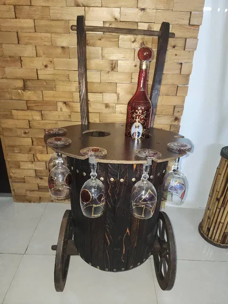 مینی بار چوبی چرخ دار نو نو|بوفه، ویترین، کنسول|سمنان, |دیوار