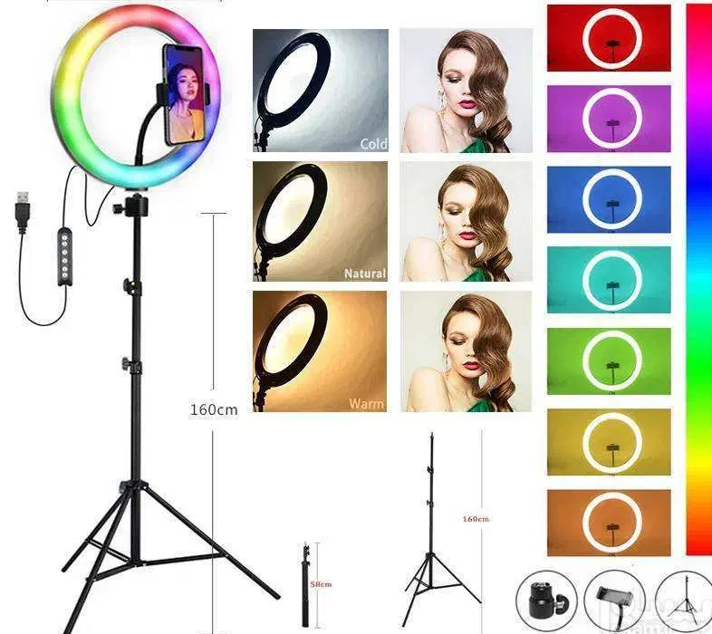 رینگ لایت 13 اینچ آرجیبی RGBLEDبهمراه پایه دومتری|دوربین عکاسی و فیلمبرداری|رشت, کوی طالقانی|دیوار