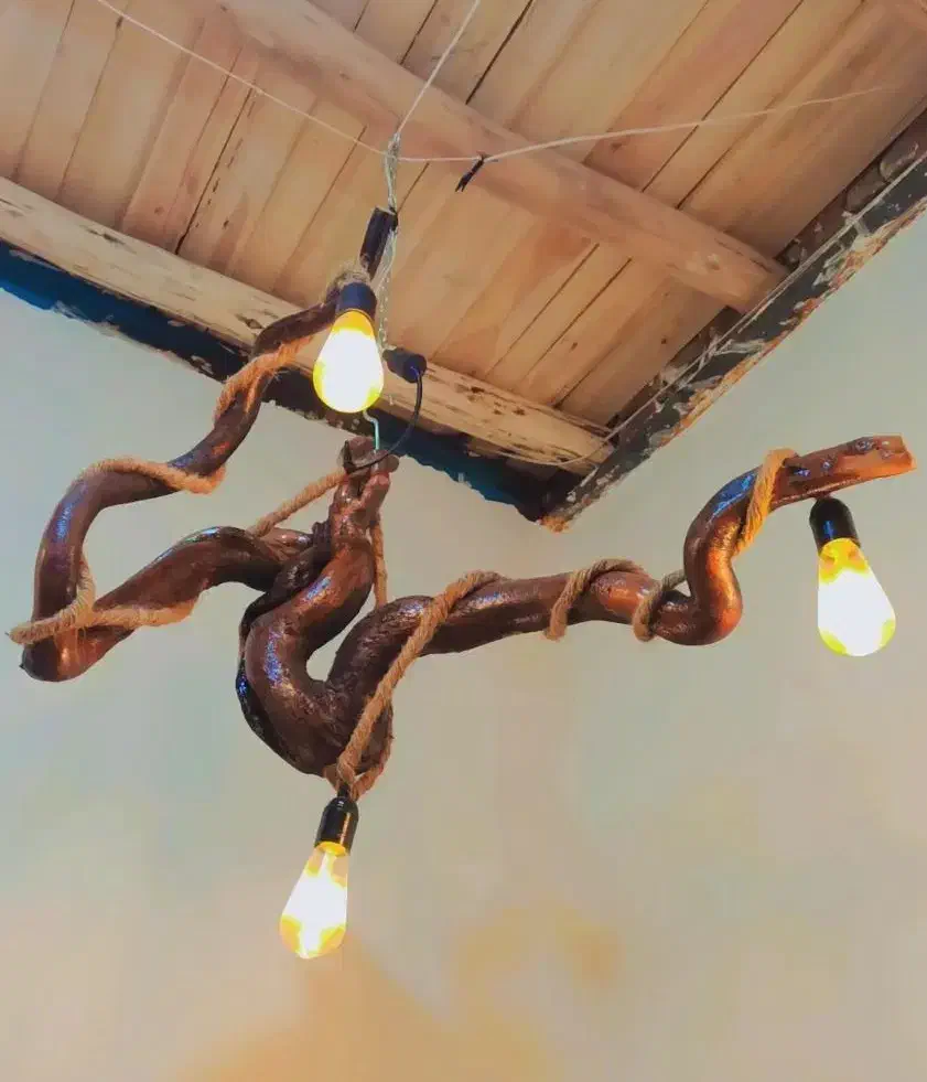 لوستر چوبی پینترستی|لوستر و چراغ آویز|مشهد, ویلاشهر|دیوار