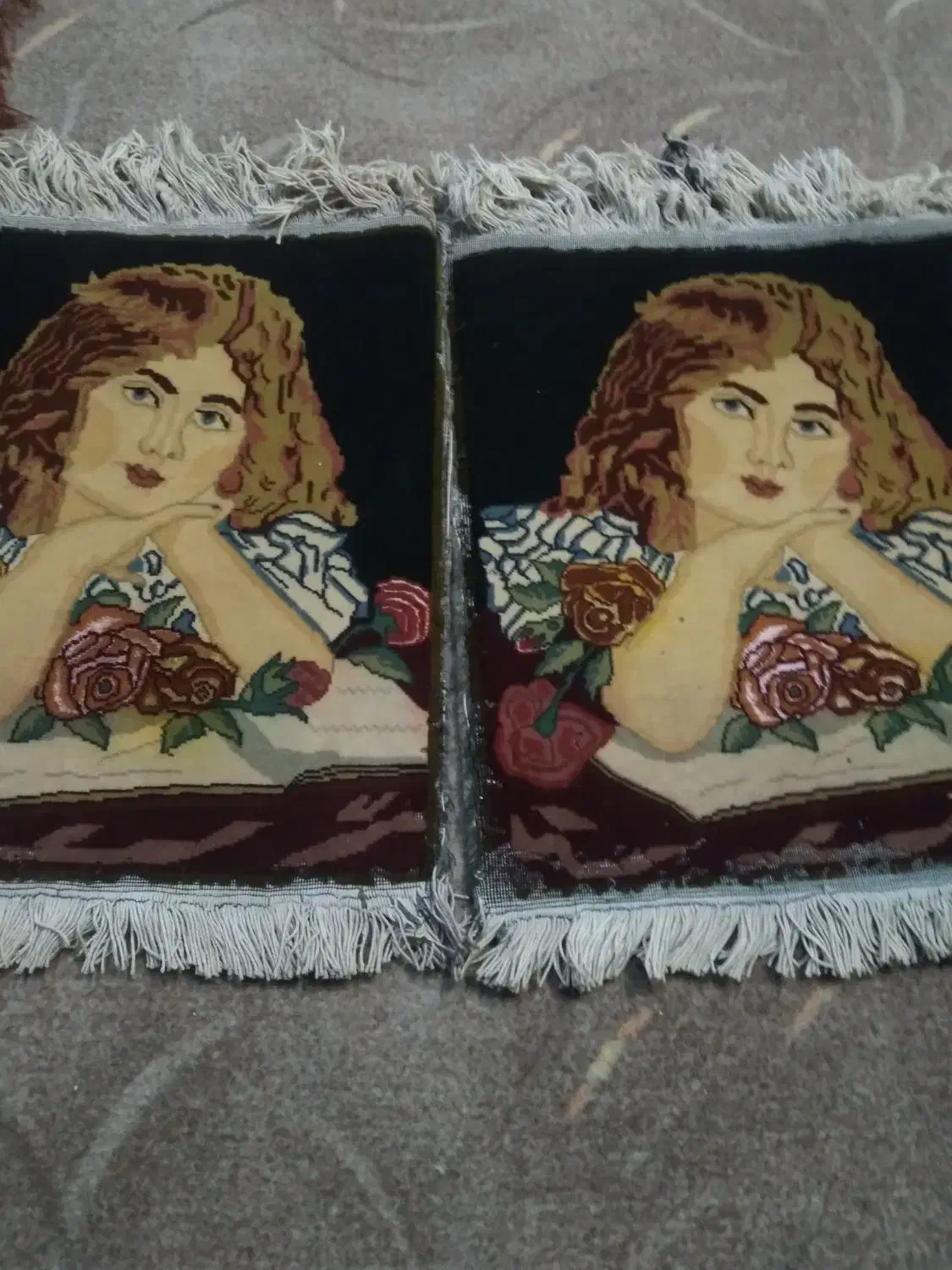 یک جفت تابلو فرش دست بافت قدمت چهل ساله دارند|تابلو فرش|گلستان (تهران), |دیوار