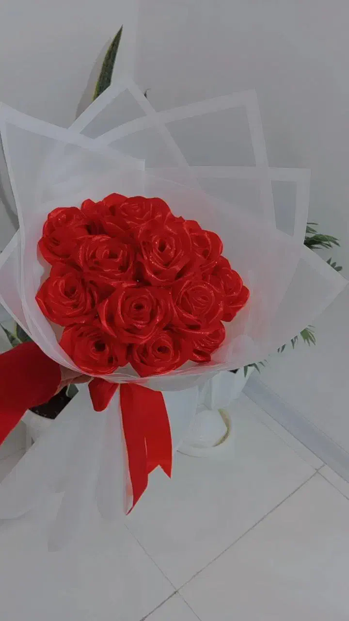 دسته گل روبانی و باکس گل|گل مصنوعی|گرگان, |دیوار