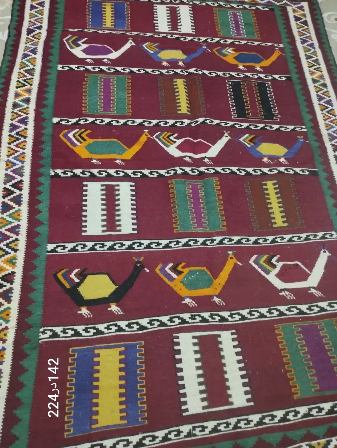 سه تخته گلیم دستباف قشقایی با ابعاد مختلف|گلیم، جاجیم، گبه|شیراز, پشم شیشه|دیوار