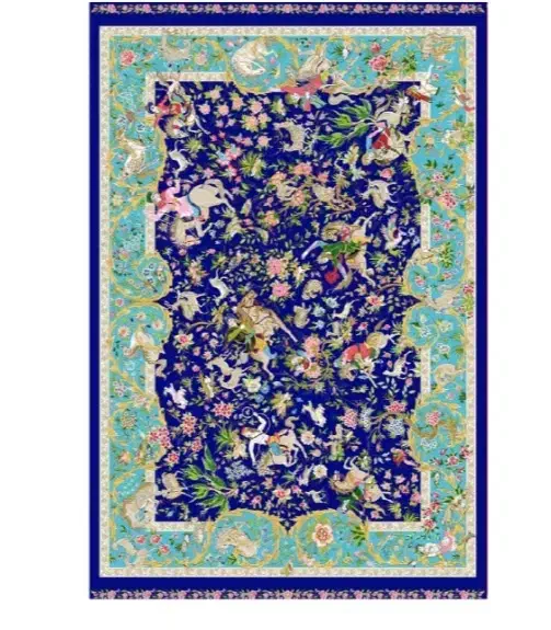 رنگهای چشم نواز فرش ابریشم کد ۱۶۰۰۳۰ اذر فرش تبریز|فرش|ارومیه, |دیوار