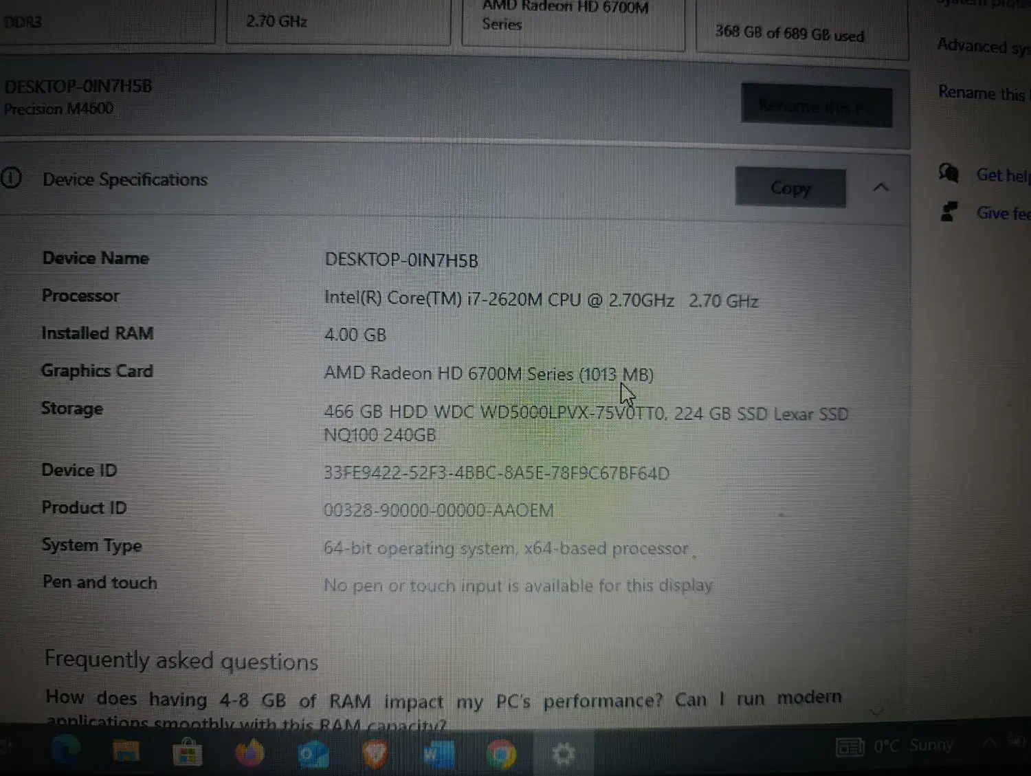 لپ تاپ دل  precision P13f001 i7 4g ram|رایانه همراه|اصفهان, سلطان‌آباد|دیوار