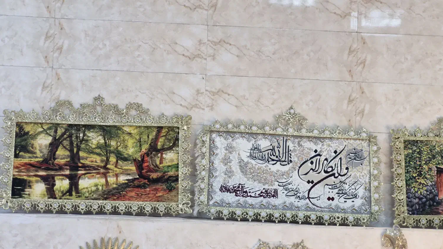 دنیایی تابلو فرش برنز اصل نگین سربی|تابلو فرش|کرمانشاه, |دیوار