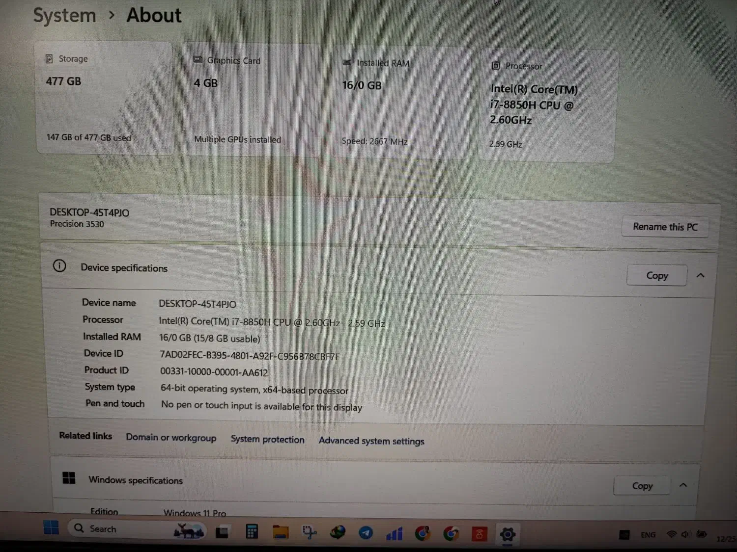 لپ تاپ دل ۳۵۳۰ رم16 8850h نسل۸ گرافیک 4gb هارد 512|رایانه همراه|چهاردانگه (تهران), |دیوار