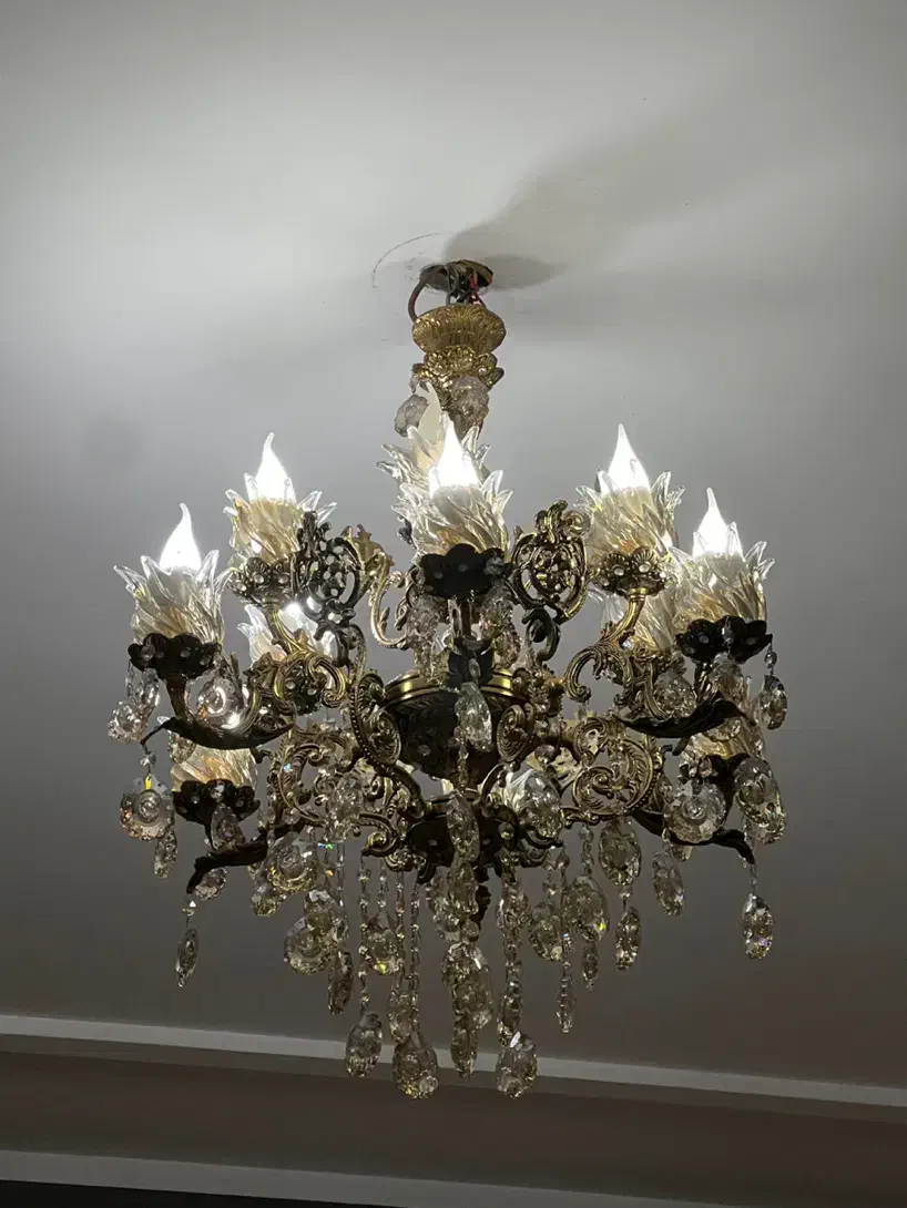 لوستر سه طوقه برنز ۶شاخه|لوستر و چراغ آویز|فردیس, منظریه|دیوار