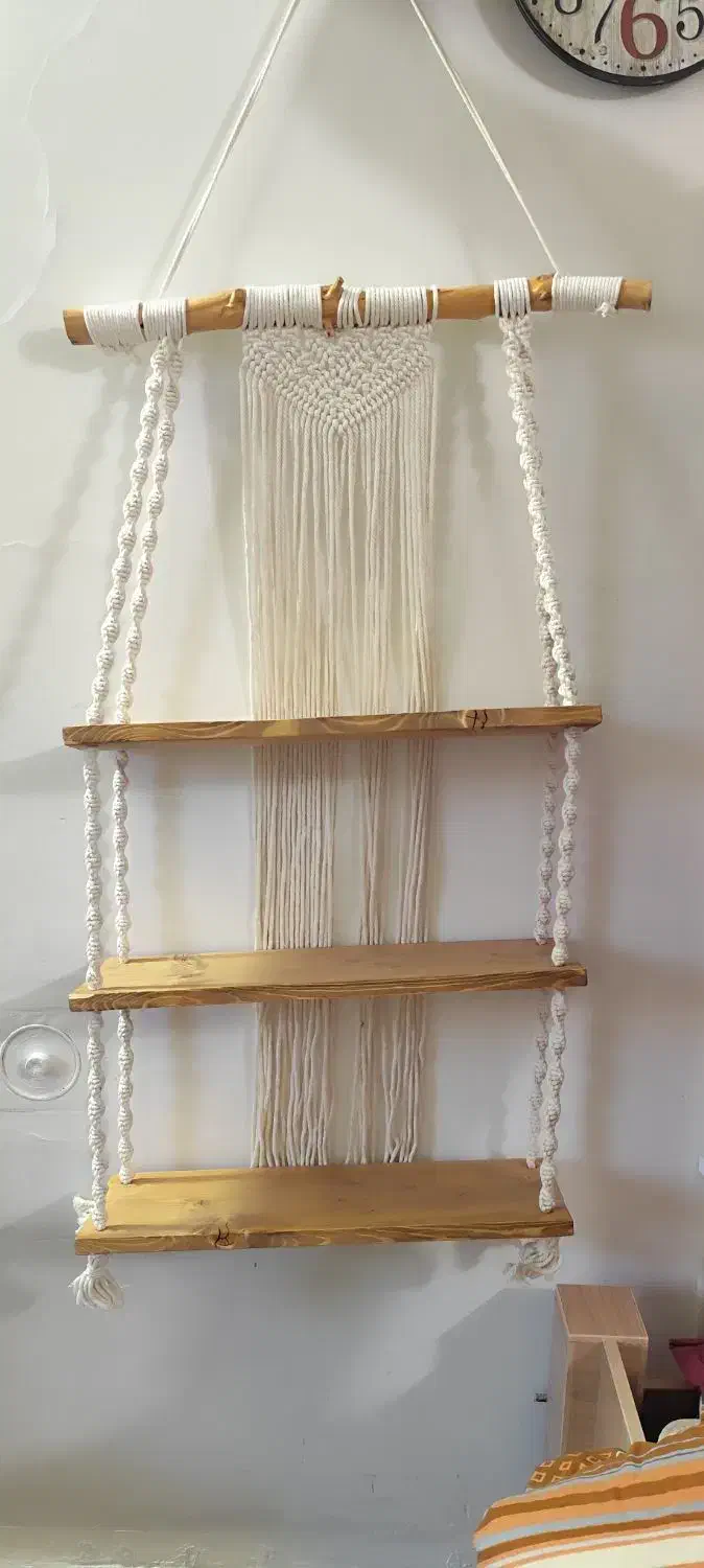 قفسه چوب و‌مکرومه|صنایع دستی و سایر لوازم تزئینی|کرمان, |دیوار