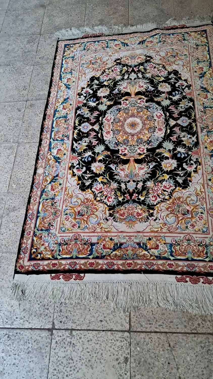 زرونیم چله ابریشم|فرش|تبریز, |دیوار