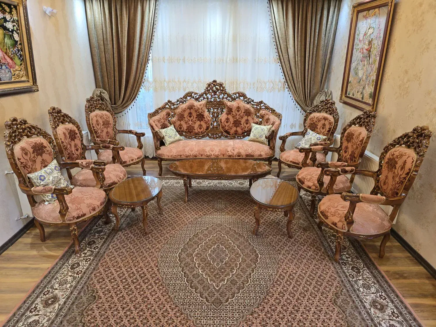 مبل سلطنتی ۸ نفره چوب گردو|مبلمان خانگی و میز عسلی|مرند, |دیوار